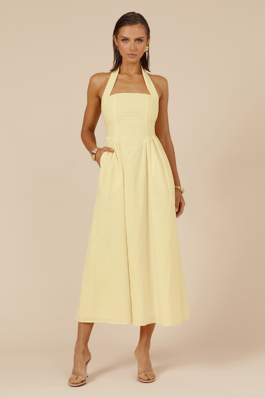 Locklea Midi Elbise - Limon
