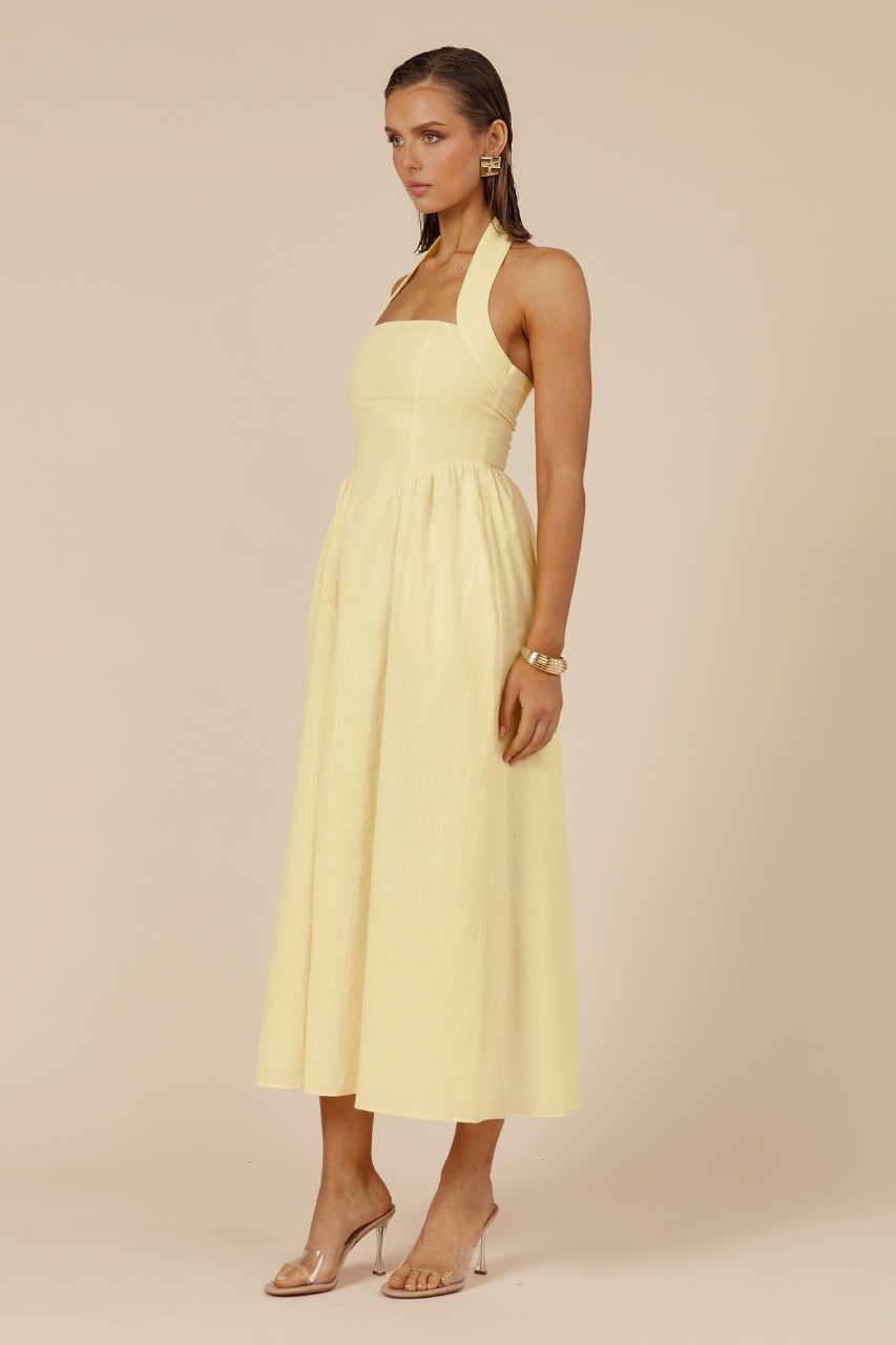 Locklea Midi Elbise - Limon