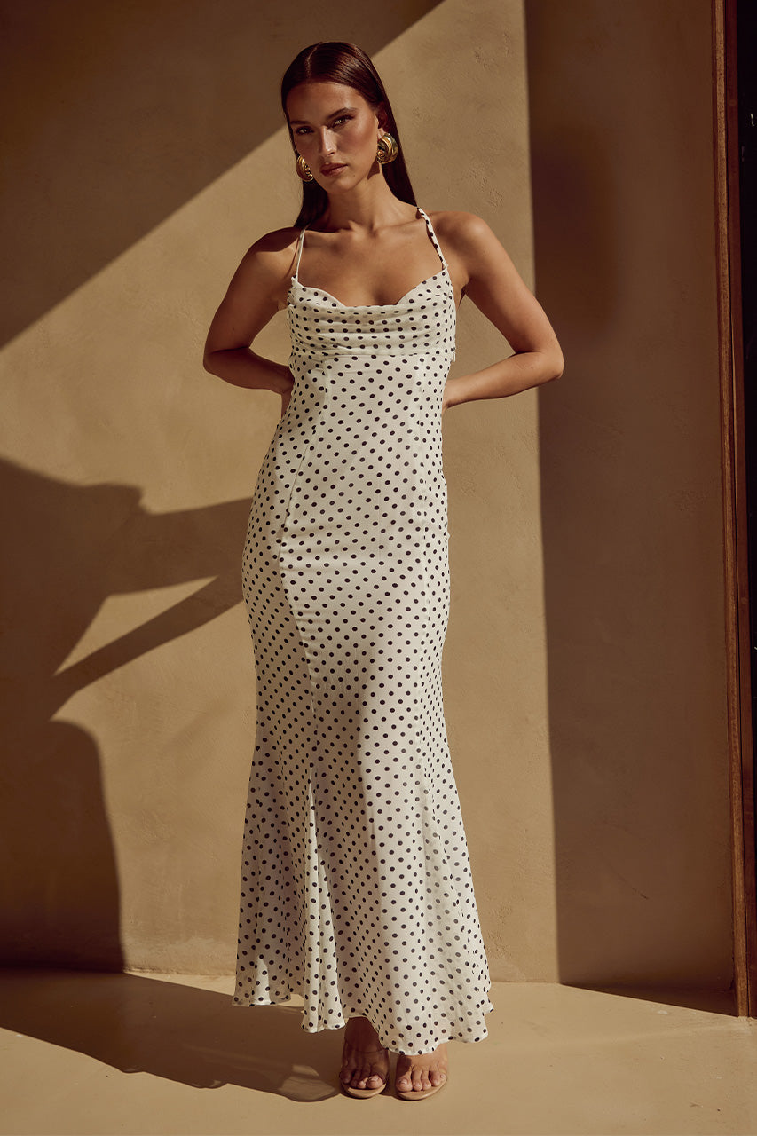Albıon Maxi Elbise - Beyaz Polka