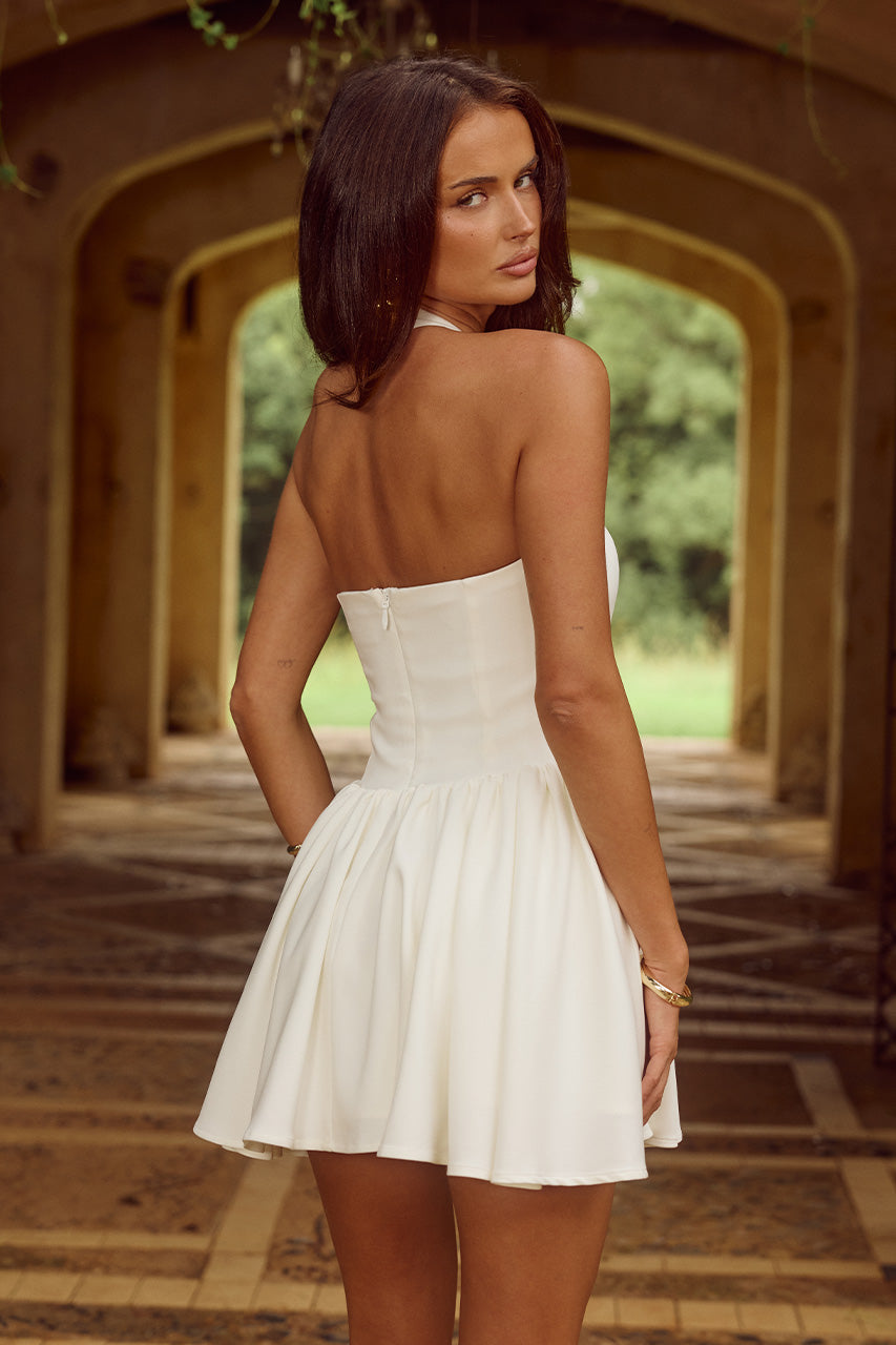 Carmen Mini Elbise - Beyaz