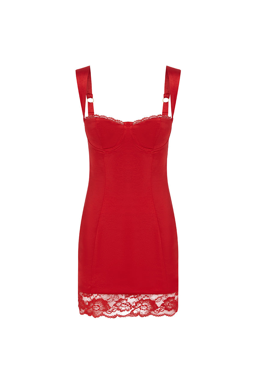 Claudelle Mini Elbise - Kırmızı