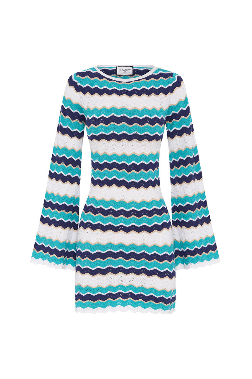 Hubert Mini Elbise - Mavi Multi