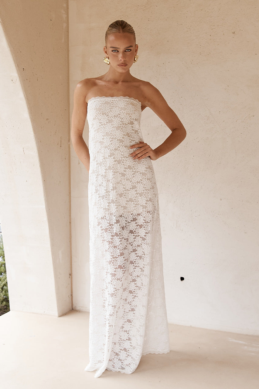 Kinera Maxi Elbise - Beyaz