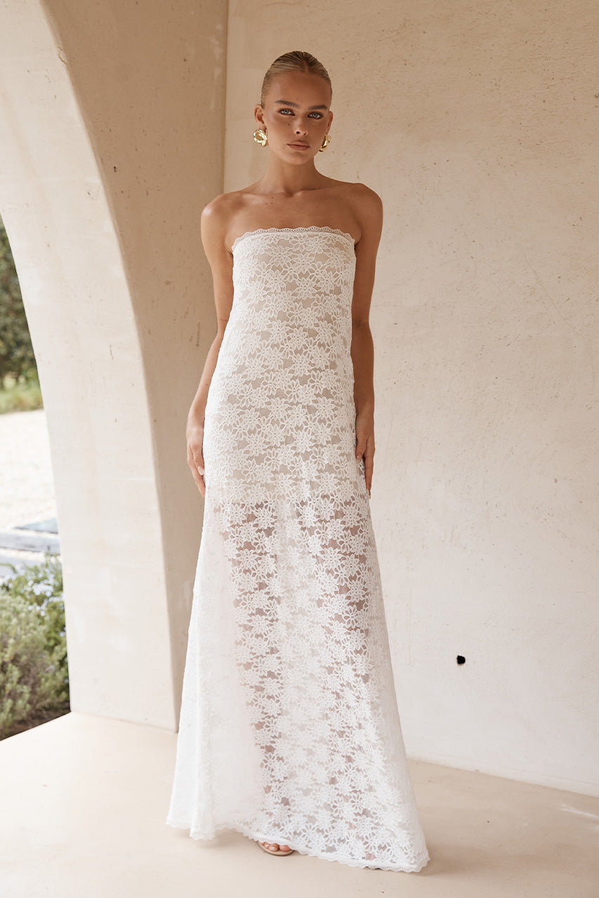 Kinera Maxi Elbise - Beyaz