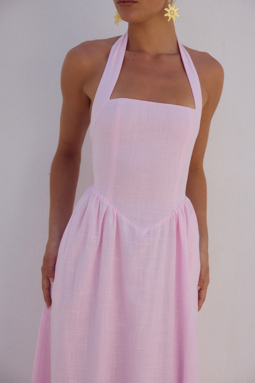 Locklea Midi Elbise - Pembe