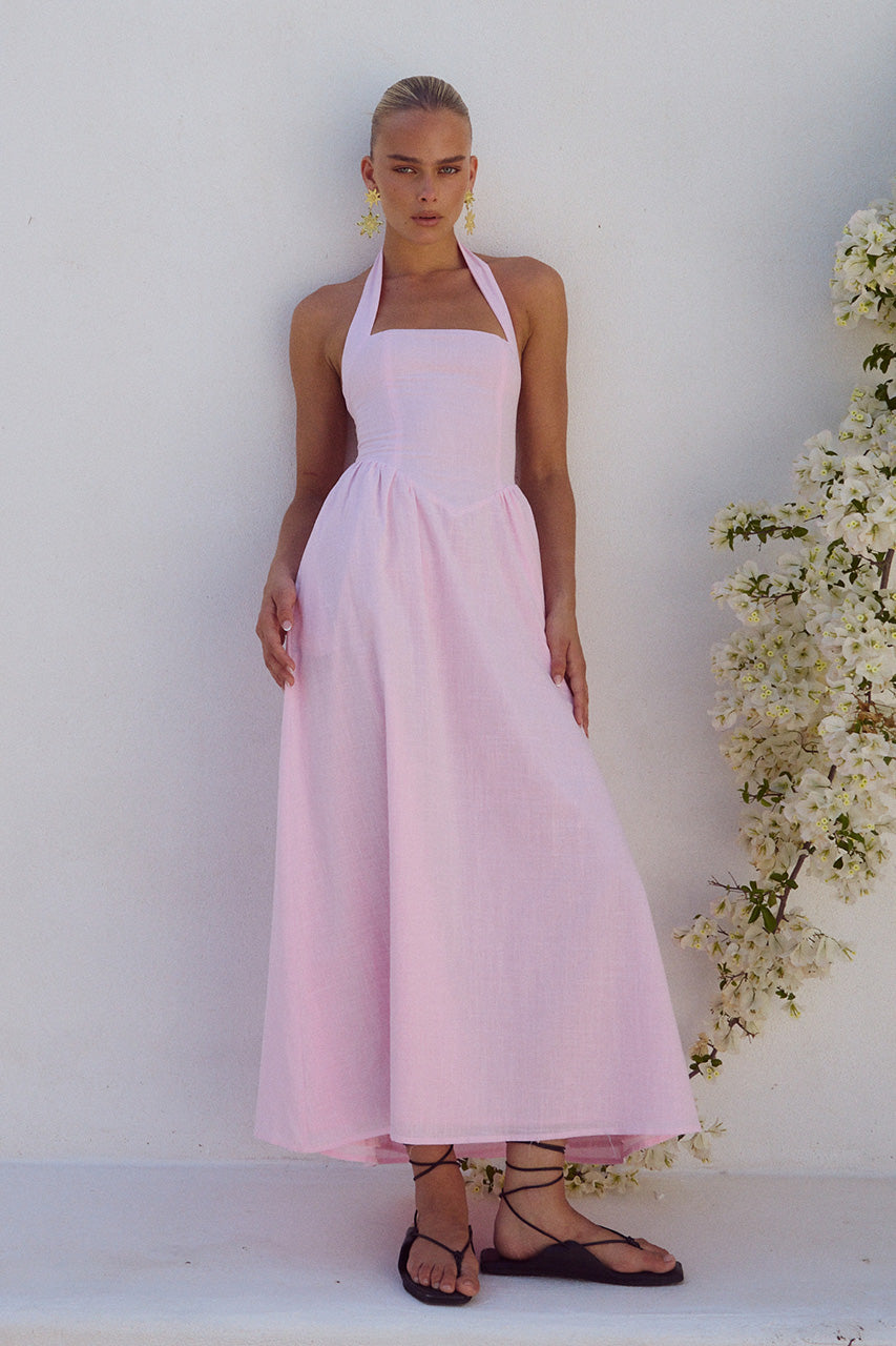 Locklea Midi Elbise - Pembe