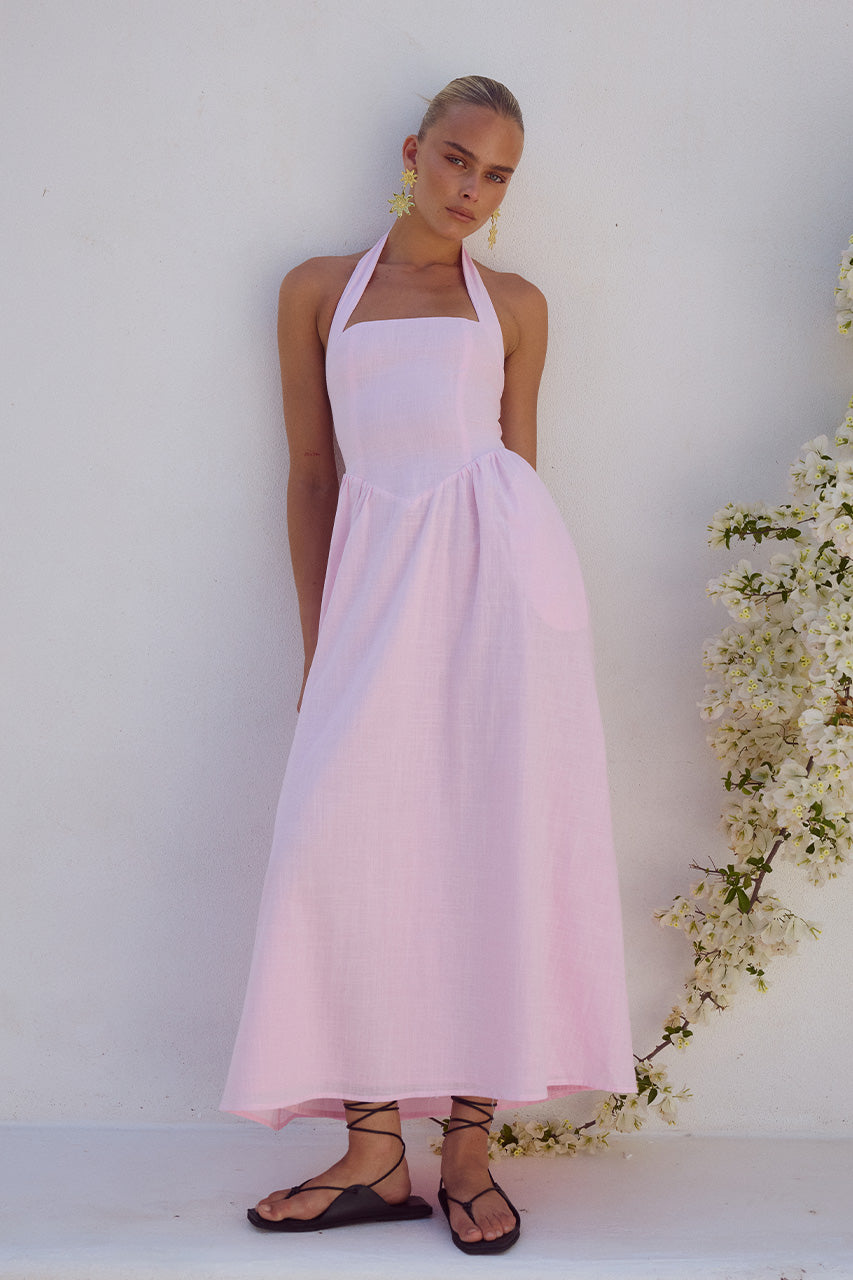 Locklea Midi Elbise - Pembe
