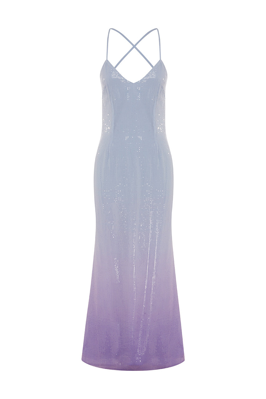 Niyah Maxi Elbise - Buz Mavisi Ombre