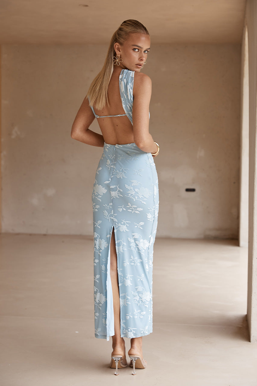Sommer Midi Elbise - Mavi