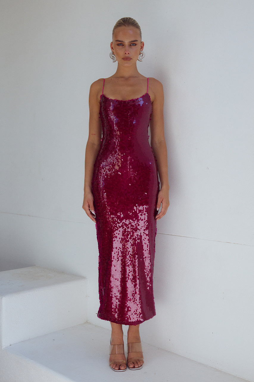 Vesina Midi Elbise - Berry