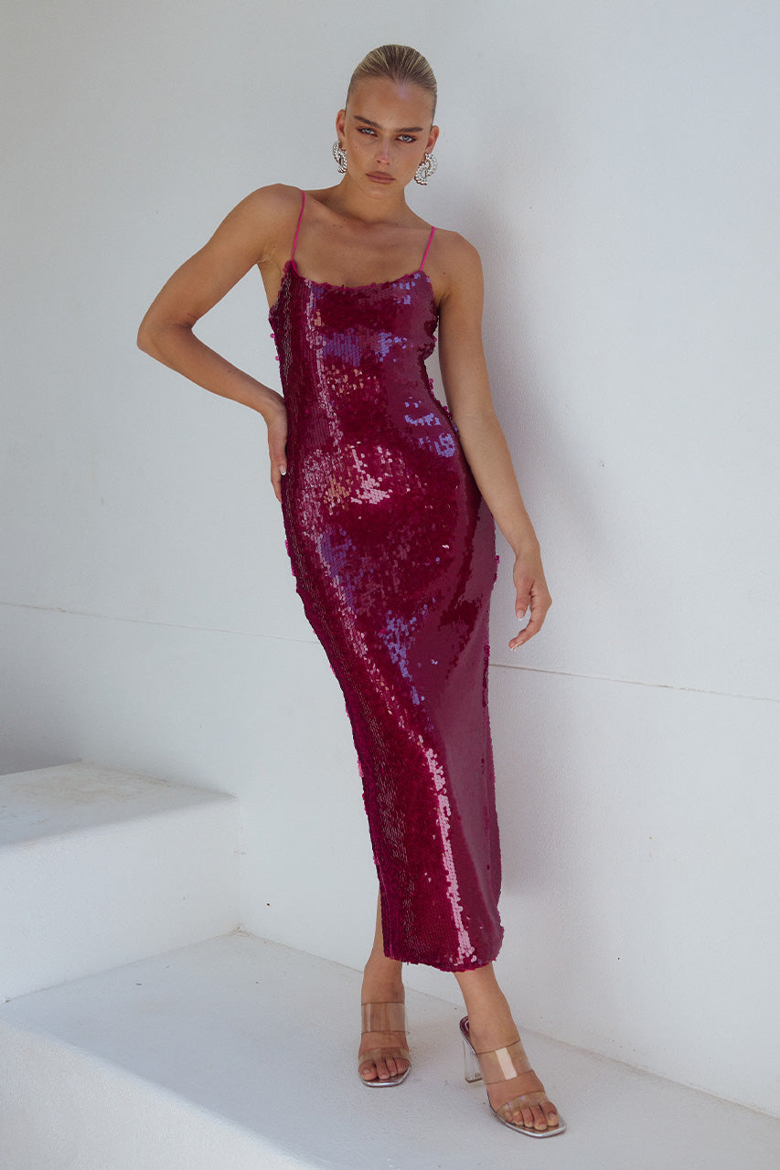 Vesina Midi Elbise - Berry