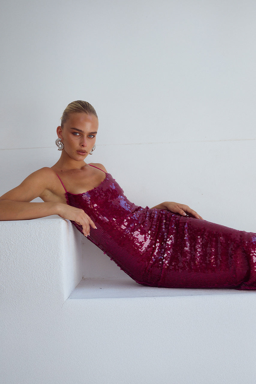 Vesina Midi Elbise - Berry