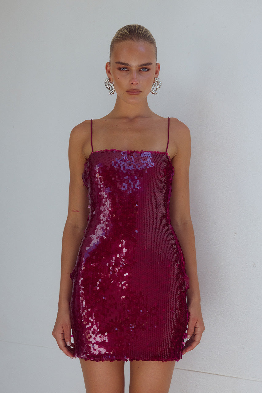 Vesina Mini Elbise - Berry