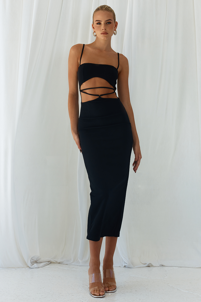 Harper Midi Elbise - Siyah