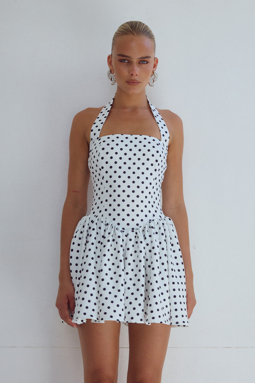 Wınslow Mini Elbise - Beyaz Polka
