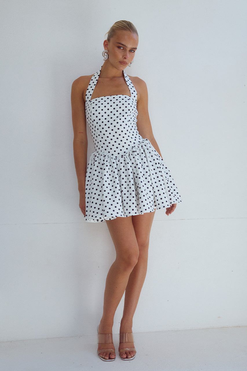 Wınslow Mini Elbise - Beyaz Polka