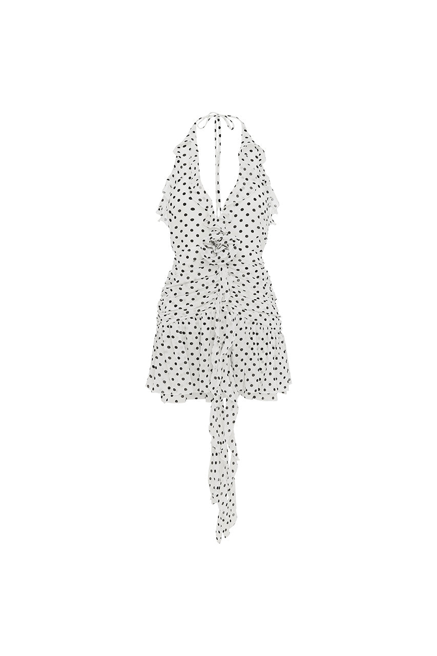 Zelıe Mini Elbise - Beyaz Polka