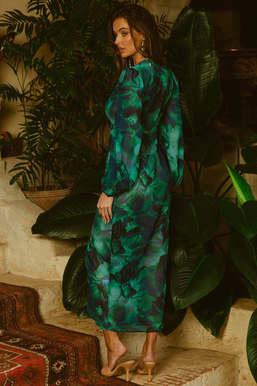 Calista Midi Elbise - Yeşil