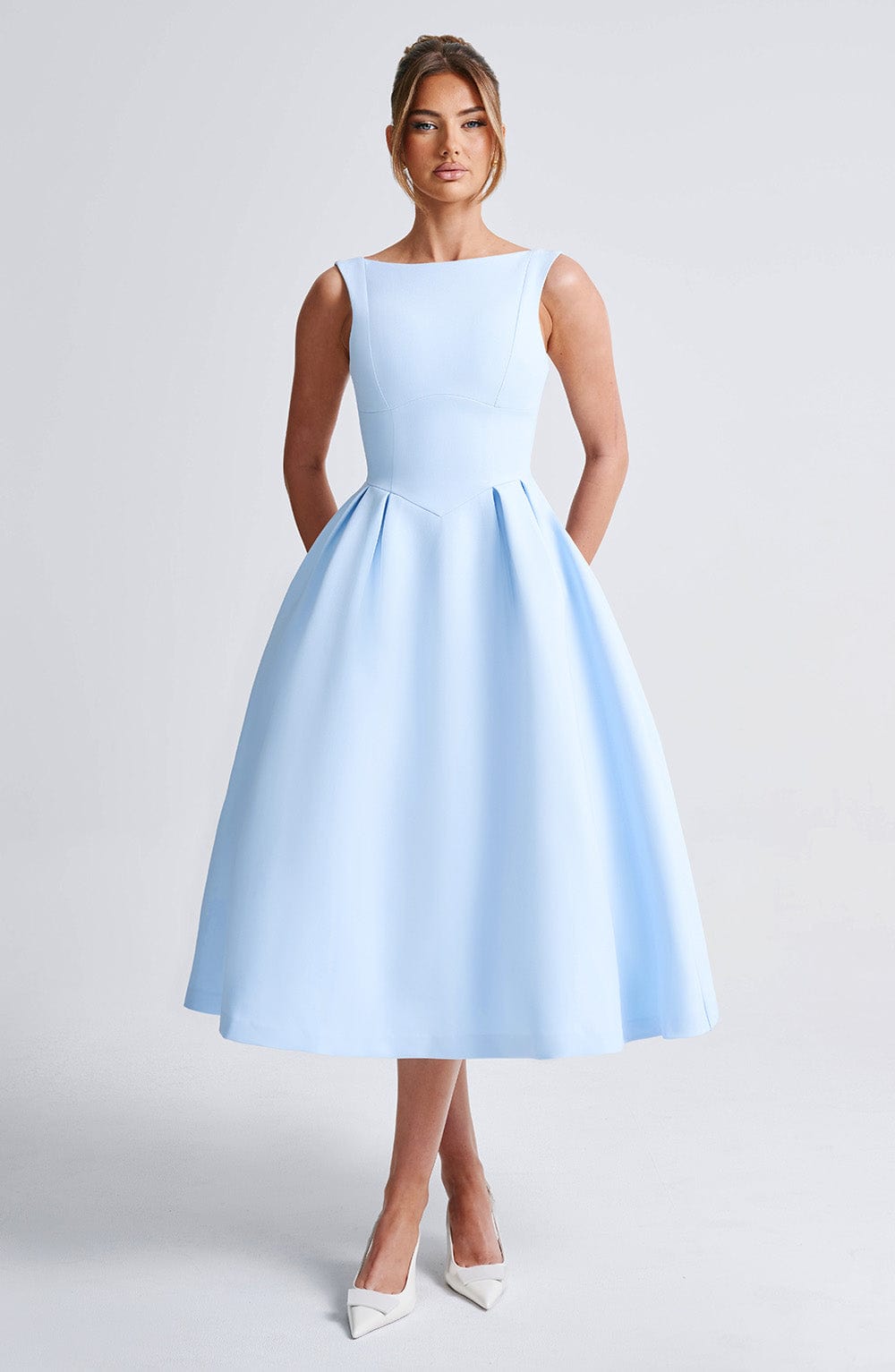 Clarabella Midi Elbise - Mavi