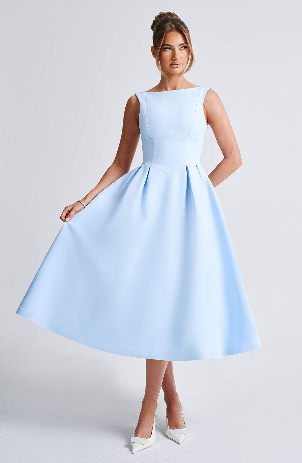 Clarabella Midi Elbise - Mavi