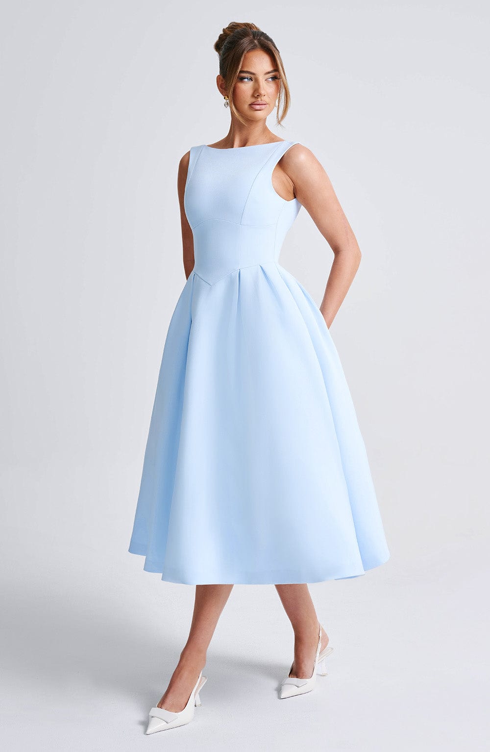 Clarabella Midi Elbise - Mavi