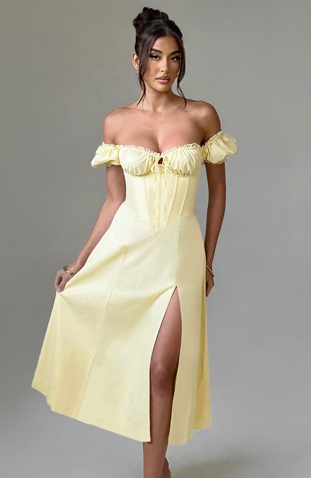 Courtney Midi Elbise - Limon