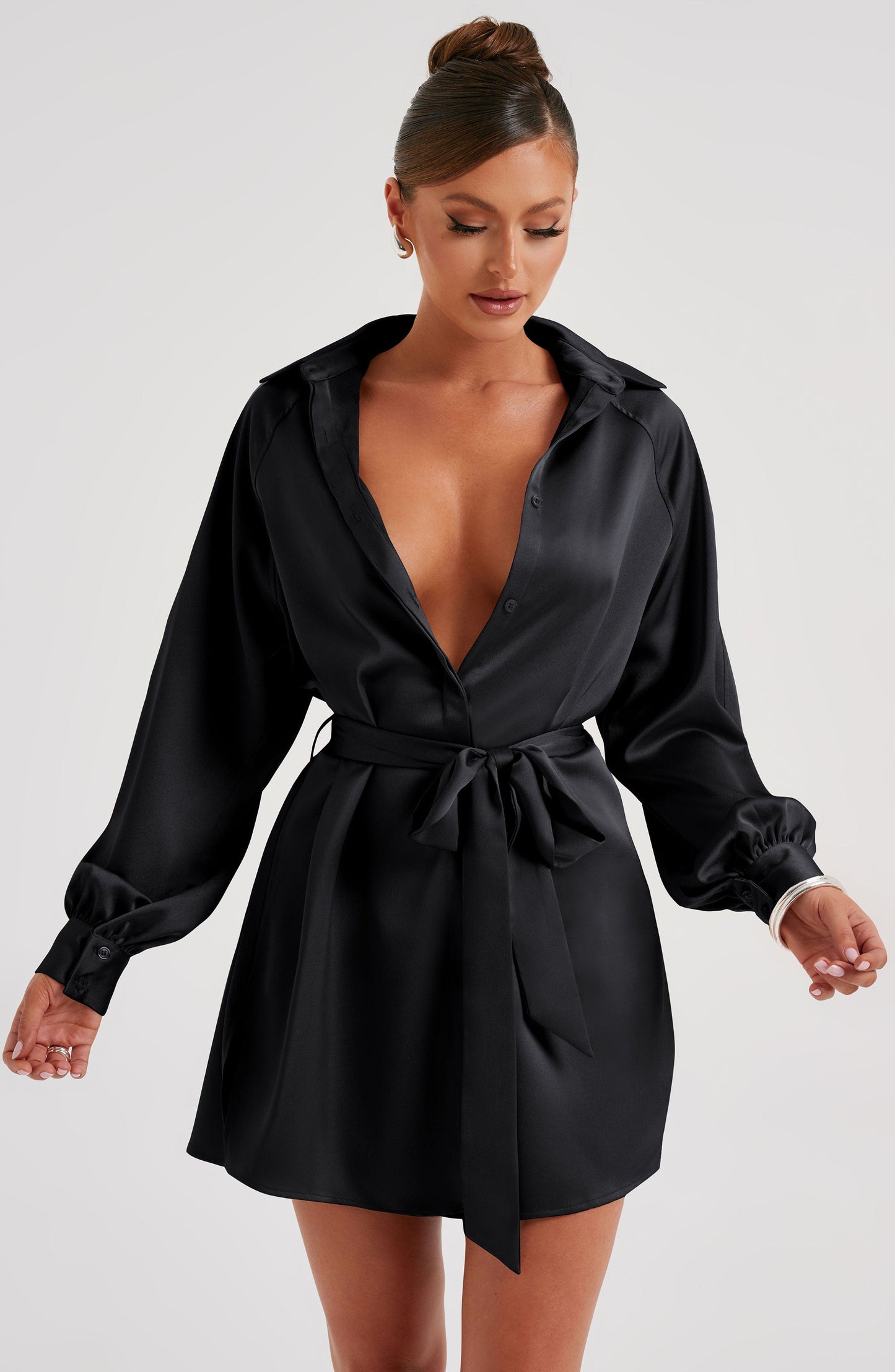 Kara Mini Elbise - Siyah