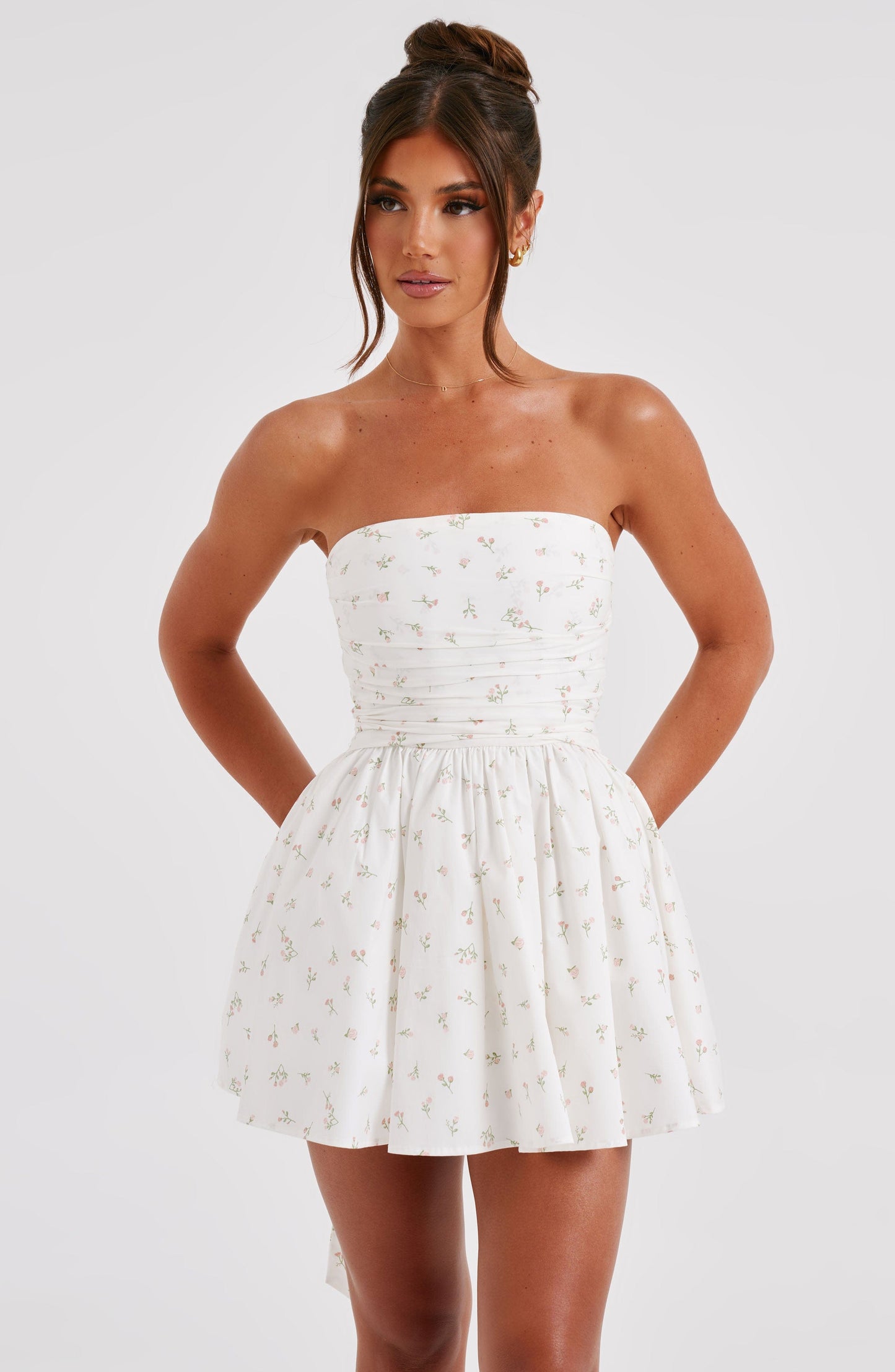 Katrina Mini Elbise - Çiçek Desenli
