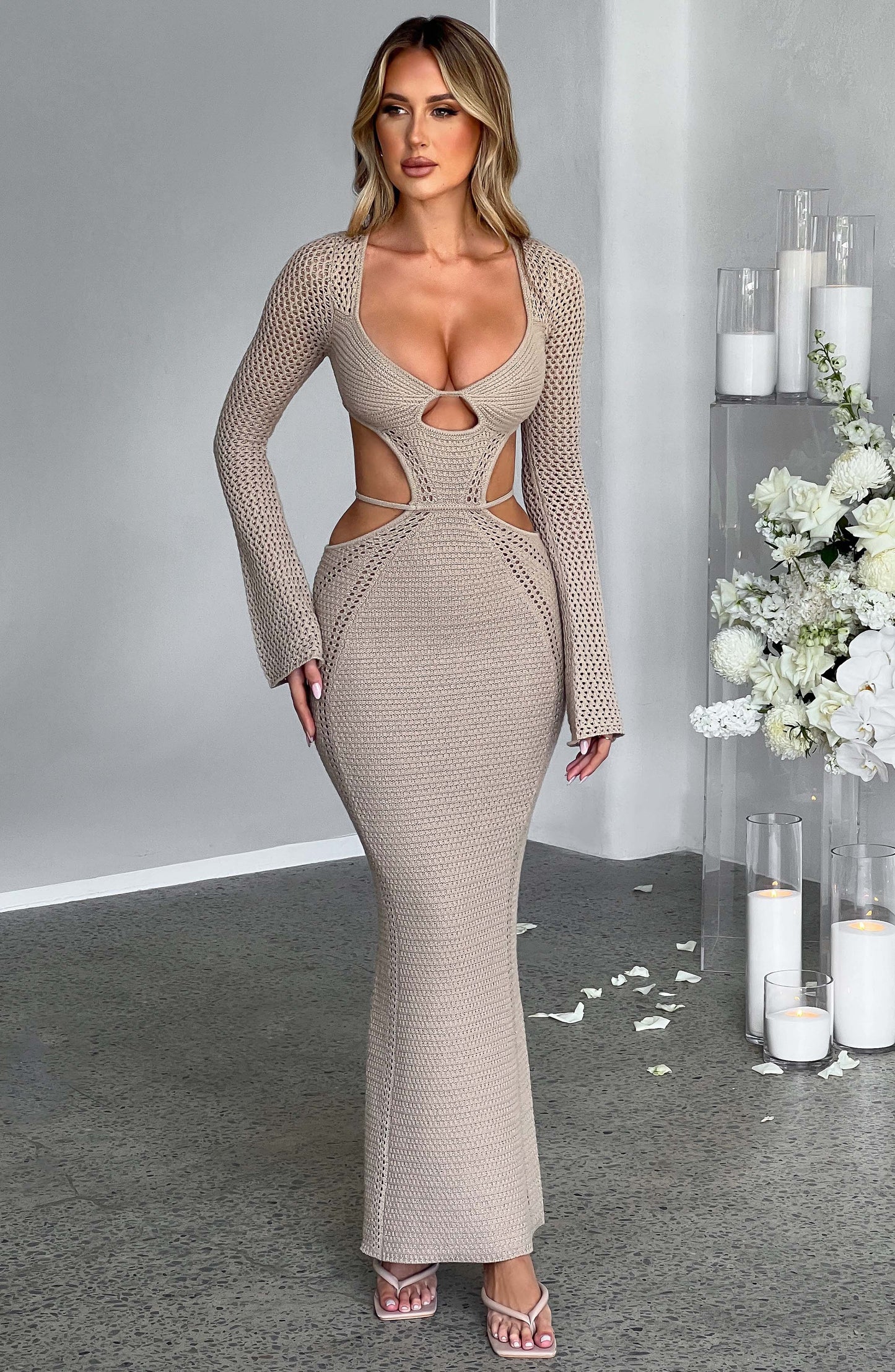 Nadine Maksi Elbise - Bej