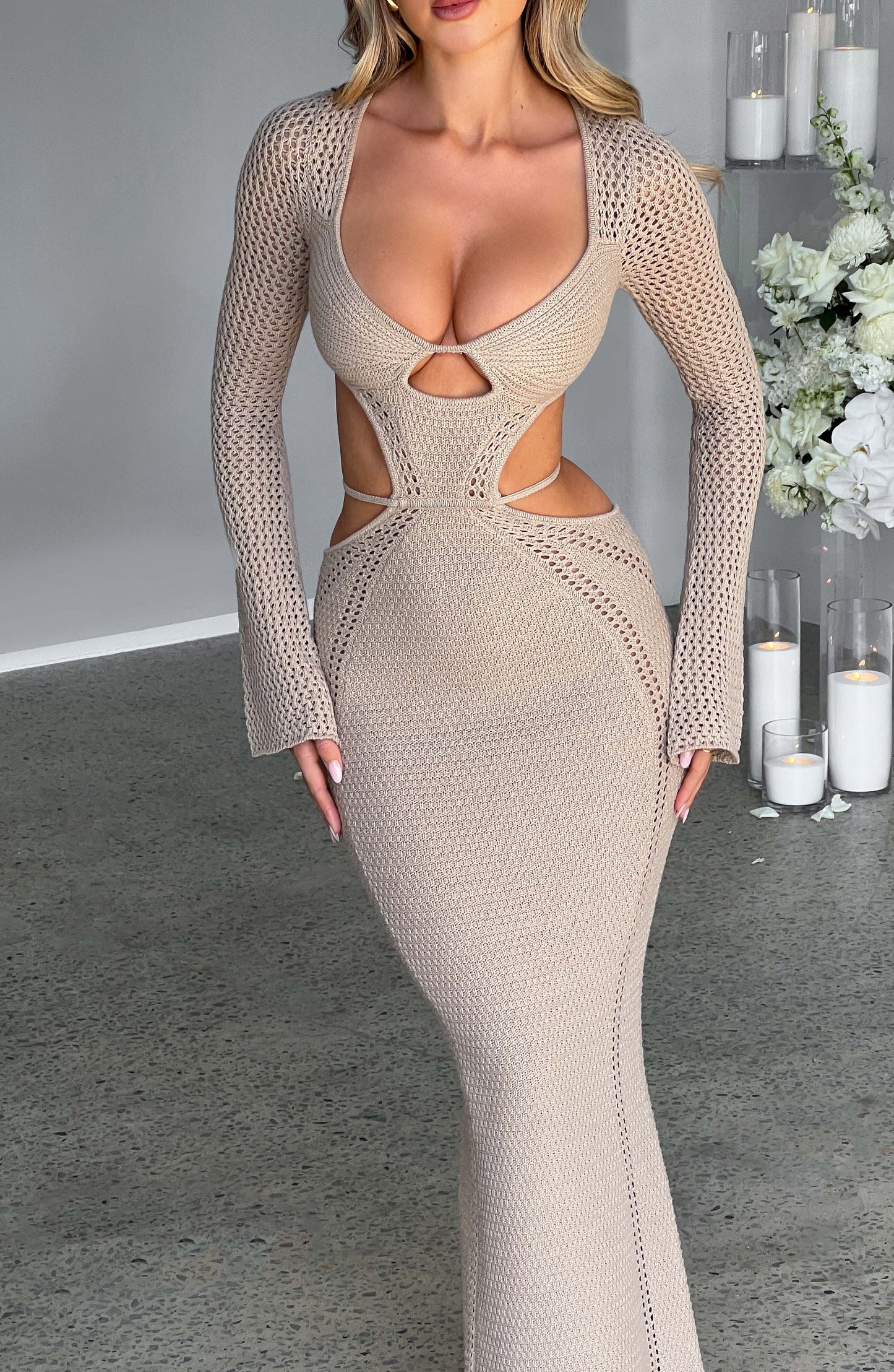 Nadine Maksi Elbise - Bej