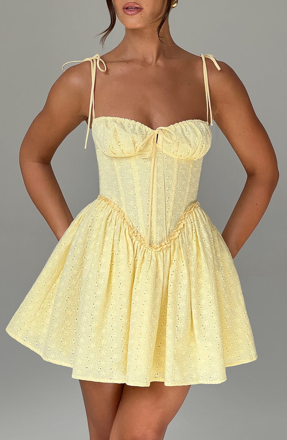 Poissy Mini Elbise - Limon