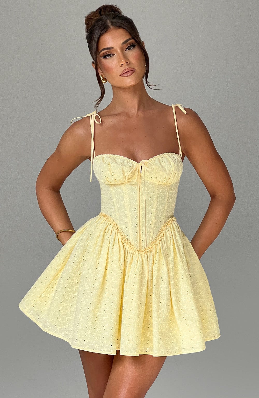 Poissy Mini Elbise - Limon