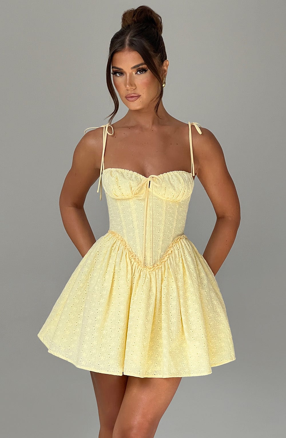 Poissy Mini Elbise - Limon