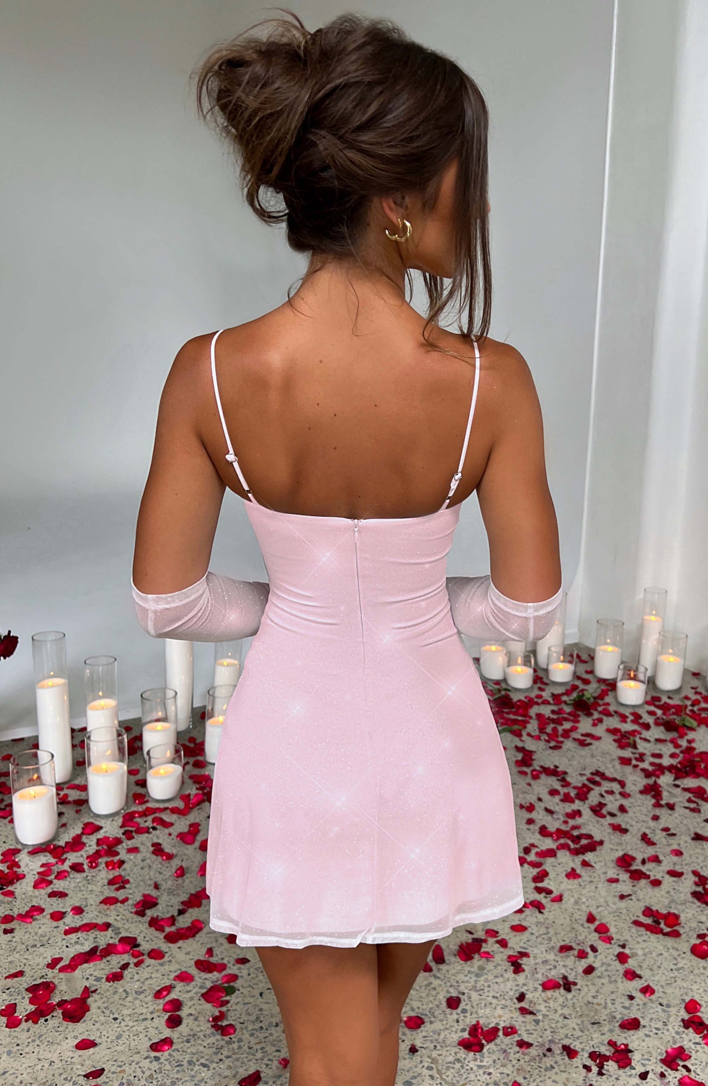Rodez Mini Elbise - Pembe Işıltı