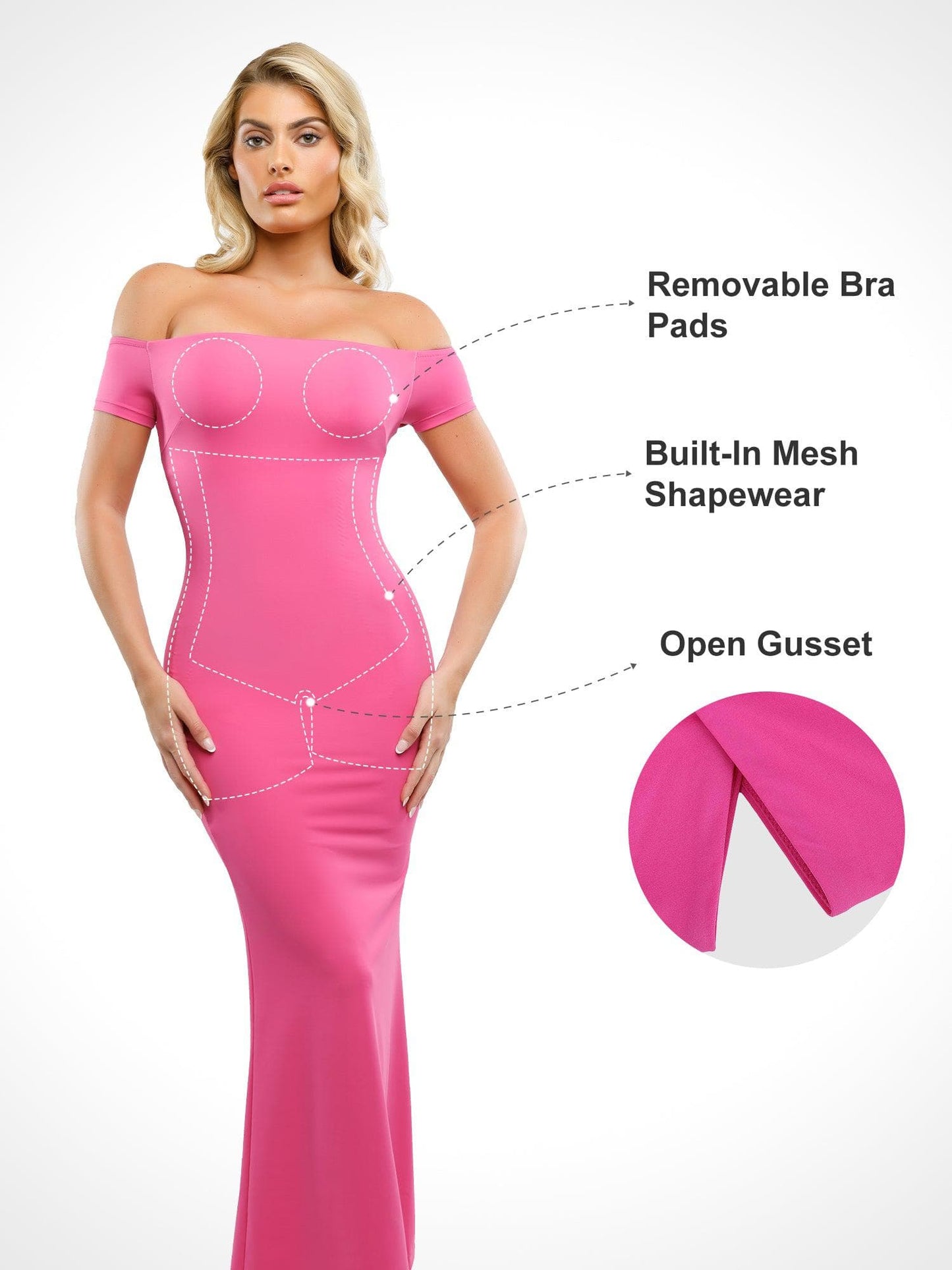 Shapewear Omuzları Açık Karın Kontrollü Toparlayıcı Maksi Elbise İçerdekiler İçin