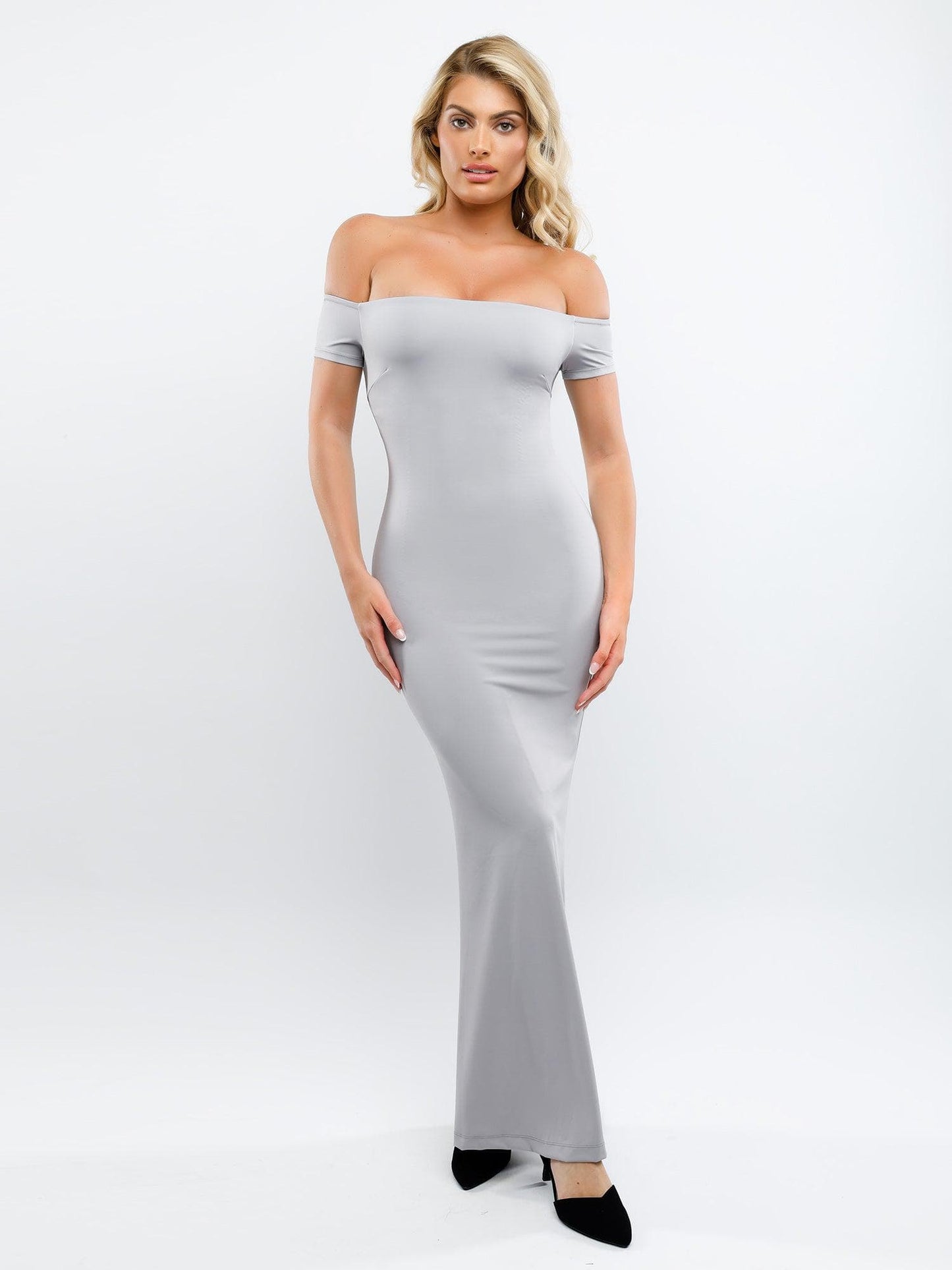 Shapewear Omuzları Açık Karın Kontrollü Toparlayıcı Maksi Elbise İçerdekiler İçin