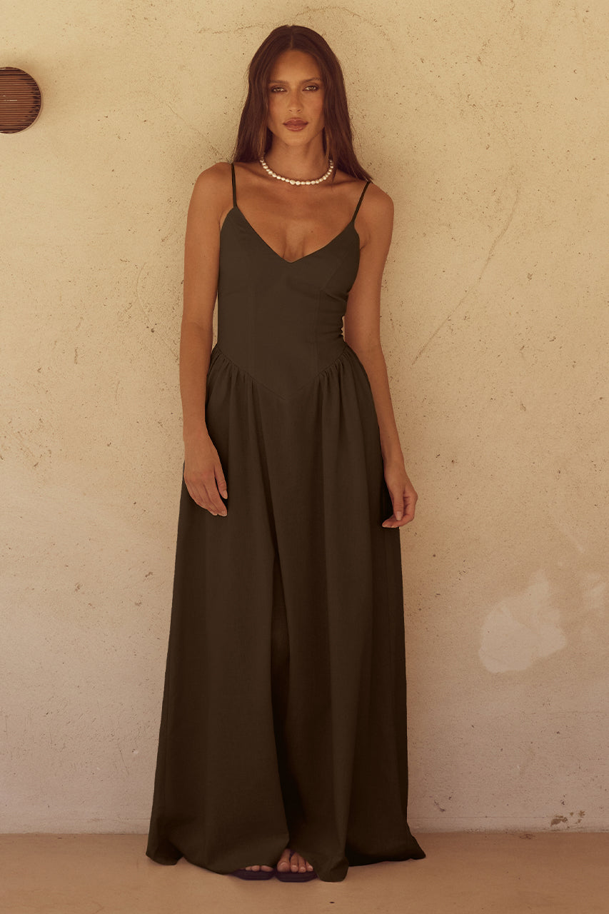 Zephy Maxi Elbise - Çikolata