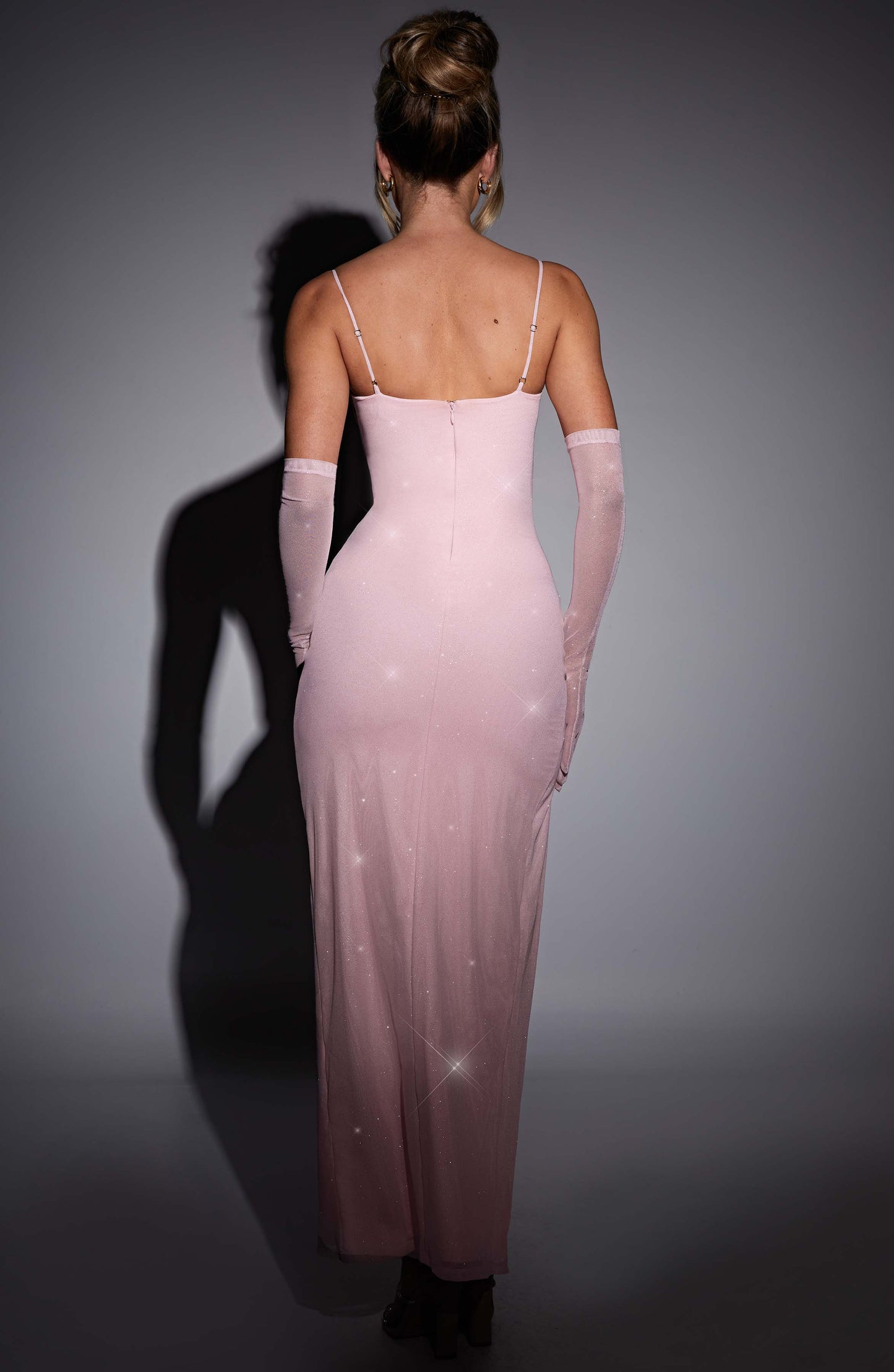 Ovar Maksi Elbise - Pembe Işıltı