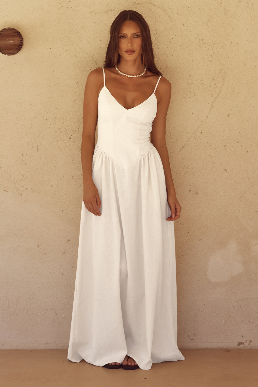 Zephy Maxi Elbise - Beyaz