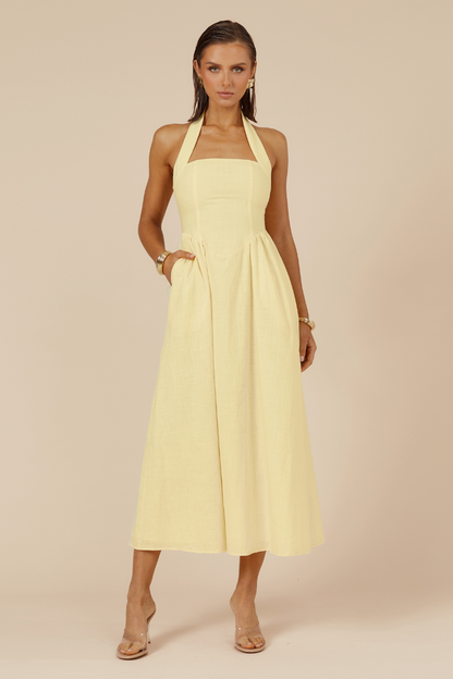 Locklea Midi Elbise - Limon