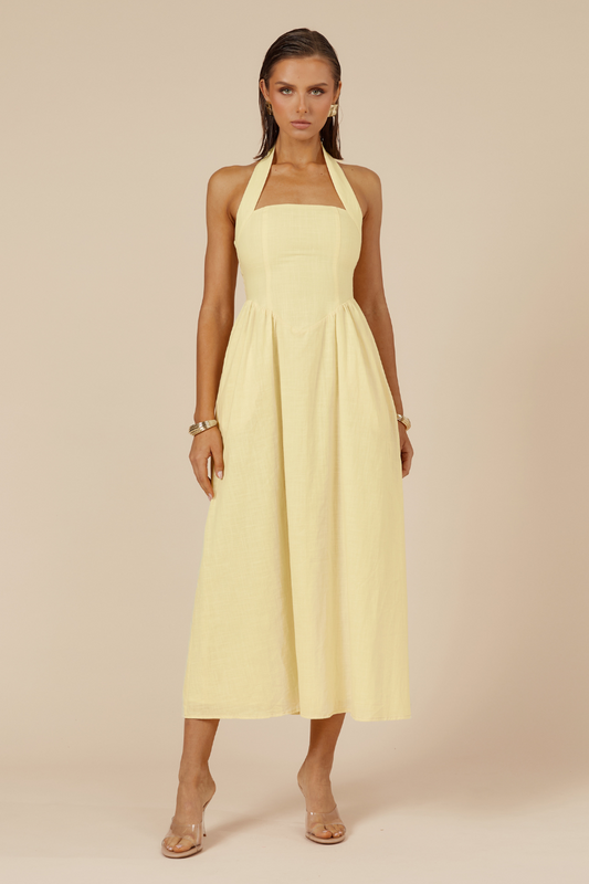 Locklea Midi Elbise - Limon
