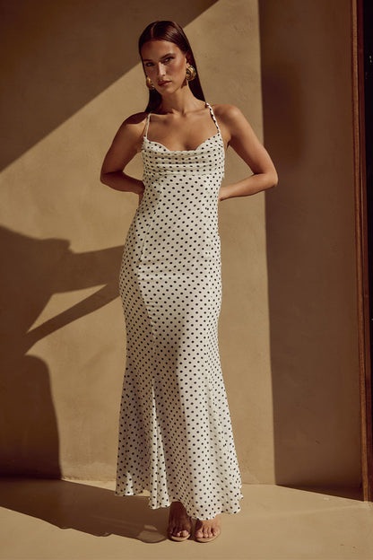 Albıon Maxi Elbise - Beyaz Polka