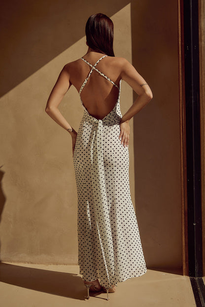 Albıon Maxi Elbise - Beyaz Polka