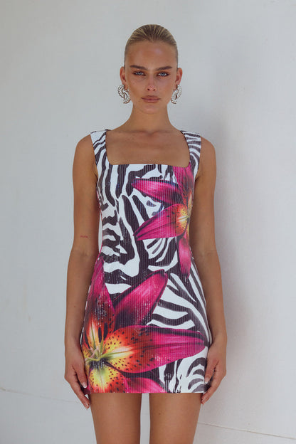 Alessıa Mini Elbise - Zebra Floral