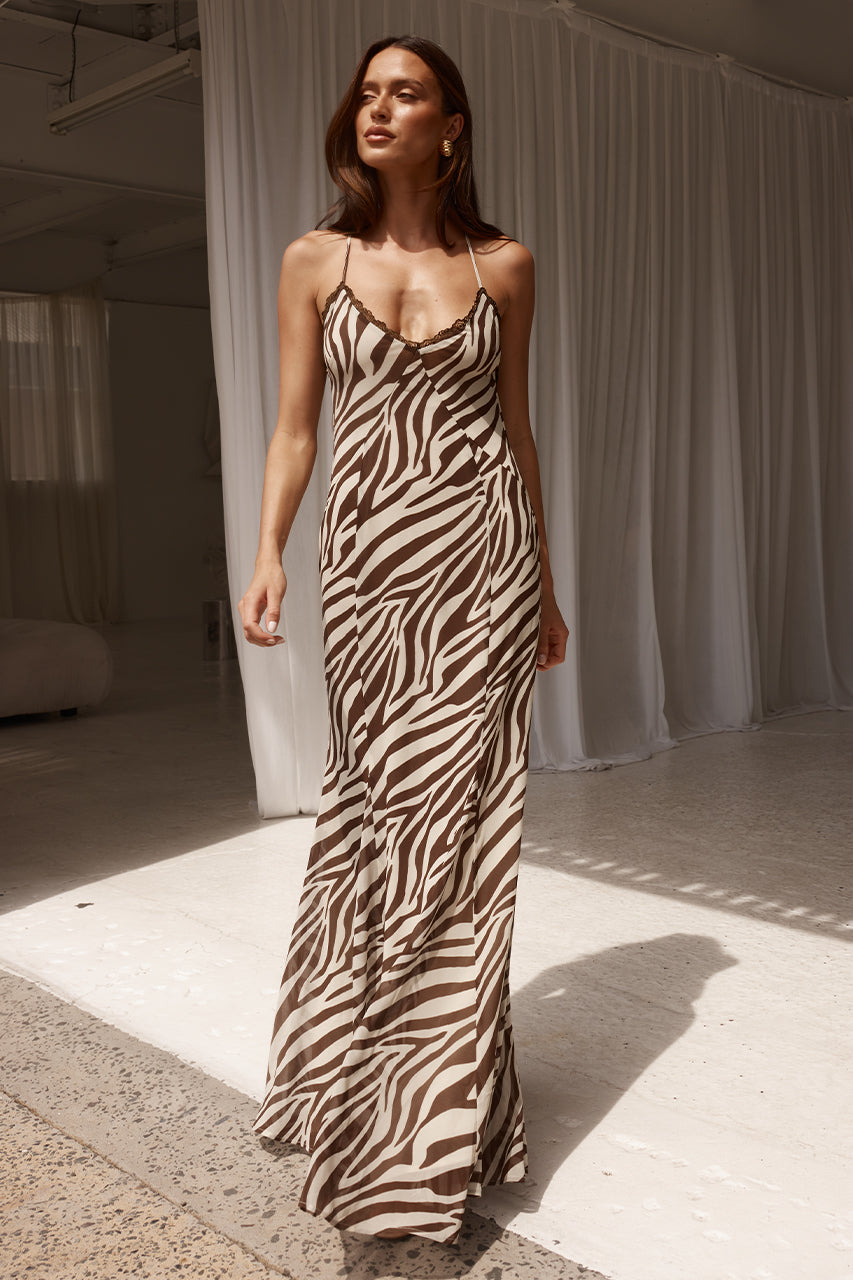 Amınah Maxi Elbise - Zebra Çikolata