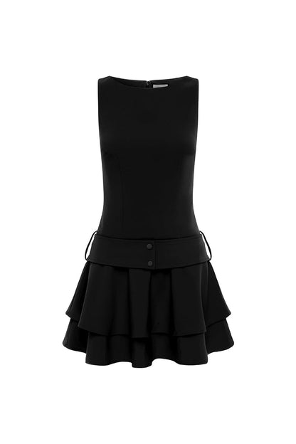 Açık Açık Mini Elbise - Siyah