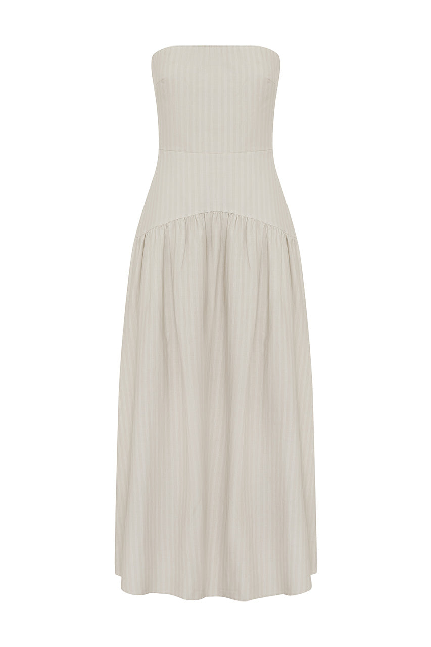 Heather Midi Elbise - Taş Çizgili