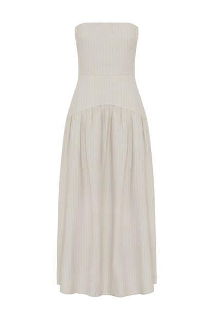 Heather Midi Elbise - Taş Çizgili