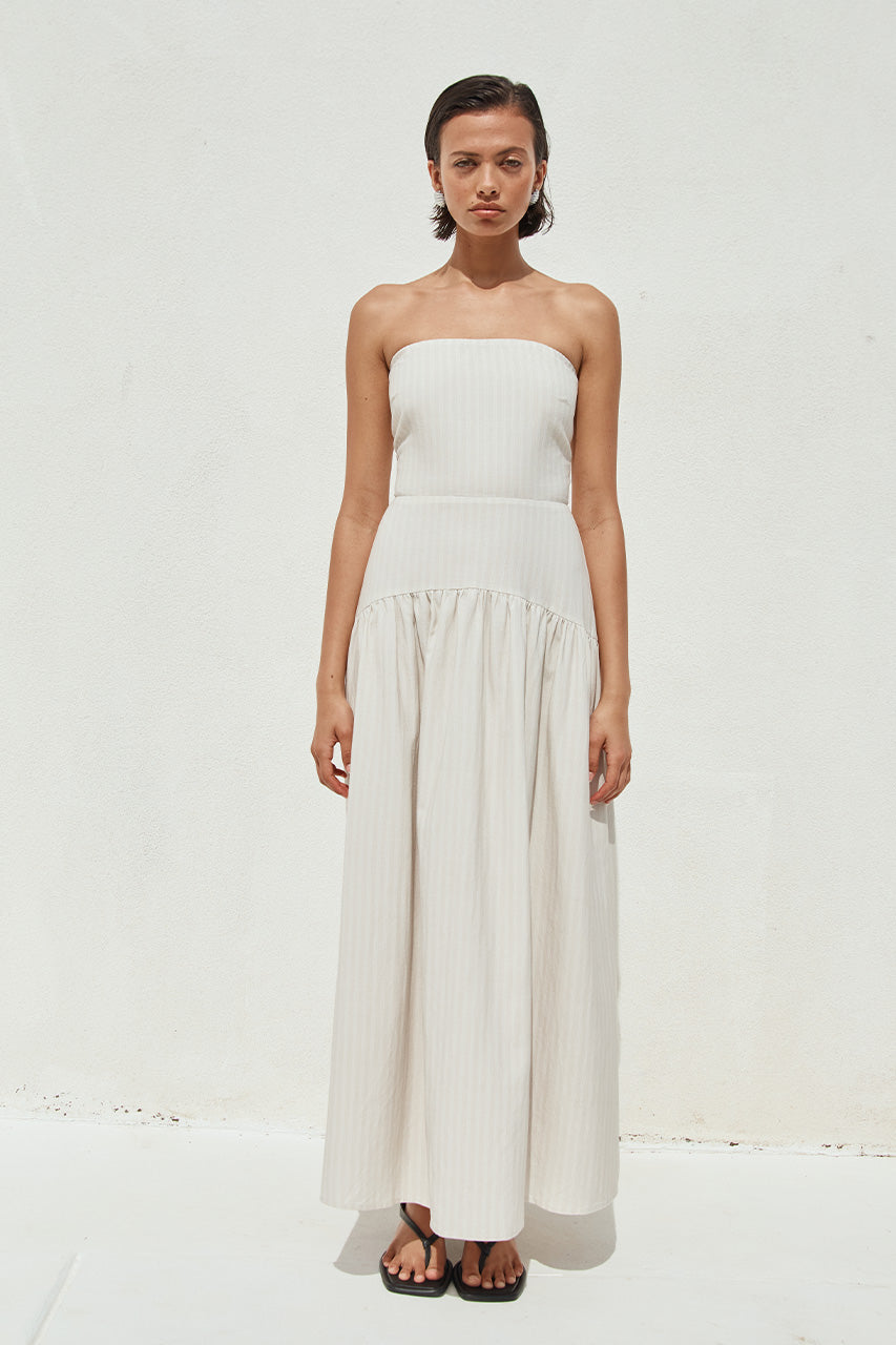 Heather Midi Elbise - Taş Çizgili
