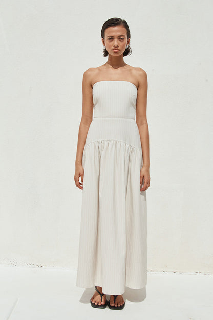 Heather Midi Elbise - Taş Çizgili